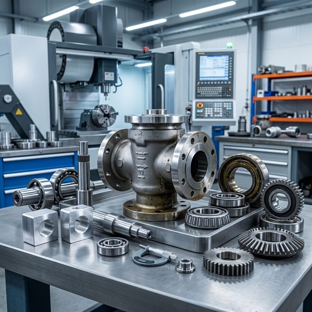 Industrijske komponente, ventili i zupčanici u proizvodnom pogonu
