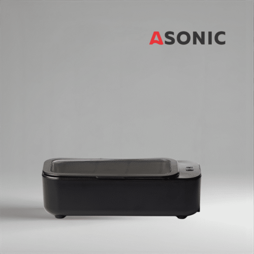 ASONIC HOME-450black ultrazvučna kada, elegantan i prenosiv čistač za kućnu upotrebu, dizajniran za svakodnevne dodatke.