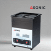 Crni ASONIC MED 2L ultrazvučni čistač s zatvorenim poklopcem za čišćenje medicinskih i laboratorijskih instrumenata.