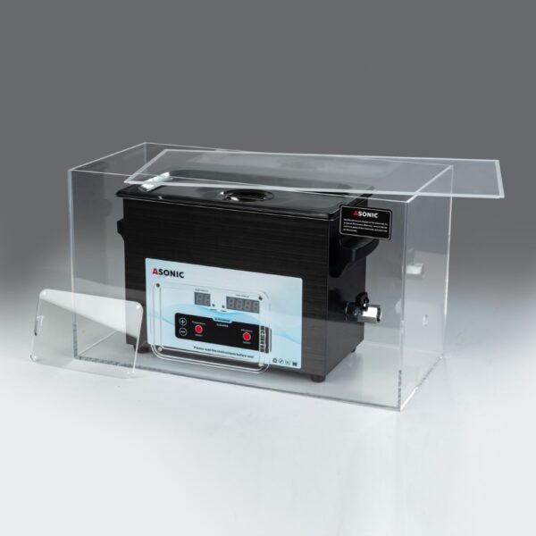 Otvorena tiha kutija s 3L ASONIC ultrazvučnim čistačem, koja ilustrira dizajn za smanjenje buke.